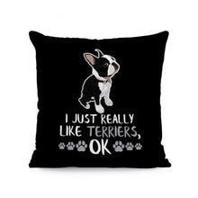 Load image into Gallery viewer, I Just Really Like Corgis OK Cushion Covers-Cushion Cover-Corgi, Cushion Cover, Dogs, Home Decor-One Size-Boston Terrier - Side Profile-4