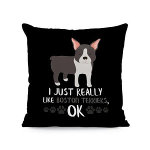 I Just Really Like Corgis OK Cushion Covers-Cushion Cover-Corgi, Cushion Cover, Dogs, Home Decor-One Size-Boston Terrier - Front-5