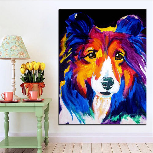 Oil Portrait Sheltie Canvas Print Poster-Home Decor-Dogs, Home Decor, Poster, Rough Collie, Shetland Sheepdog-1