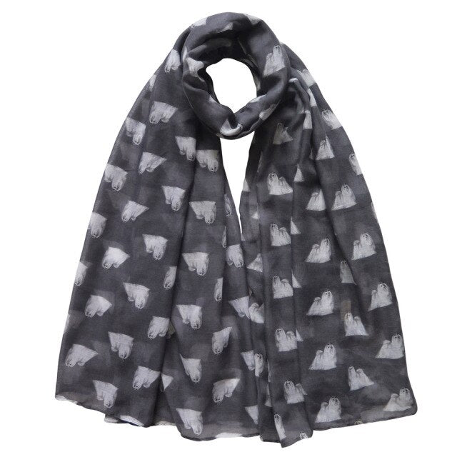 Infinite Maltese Love Womens Scarves-Accessories-Accessories, Dogs, Maltese, Scarf-Grey-1