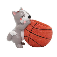Load image into Gallery viewer, Sports Doggos Succulent Plants Flower Pots-Home Decor-Dogs, Flower Pot, Home Decor-Husky - Basketball-5