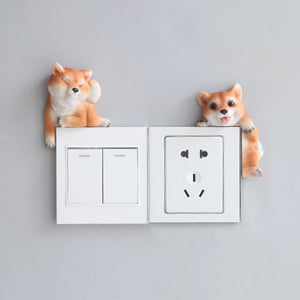 Pair of Two Shiba Inus 3D Wall Stickers-Home Decor-Dogs, Home Decor, Shiba Inu, Wall Sticker-Shiba Inu-1