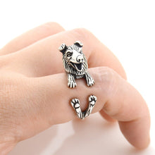Load image into Gallery viewer, 3D Rough Collie Finger Wrap Rings-Dog Themed Jewellery-Dogs, Jewellery, Ring, Rough Collie-Resizable-Antique Silver-2