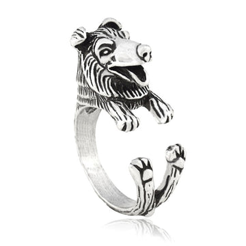 3D Rough Collie Finger Wrap Rings-Dog Themed Jewellery-Dogs, Jewellery, Ring, Rough Collie-3