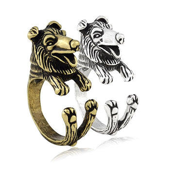 3D Rough Collie Finger Wrap Rings-Dog Themed Jewellery-Dogs, Jewellery, Ring, Rough Collie-5