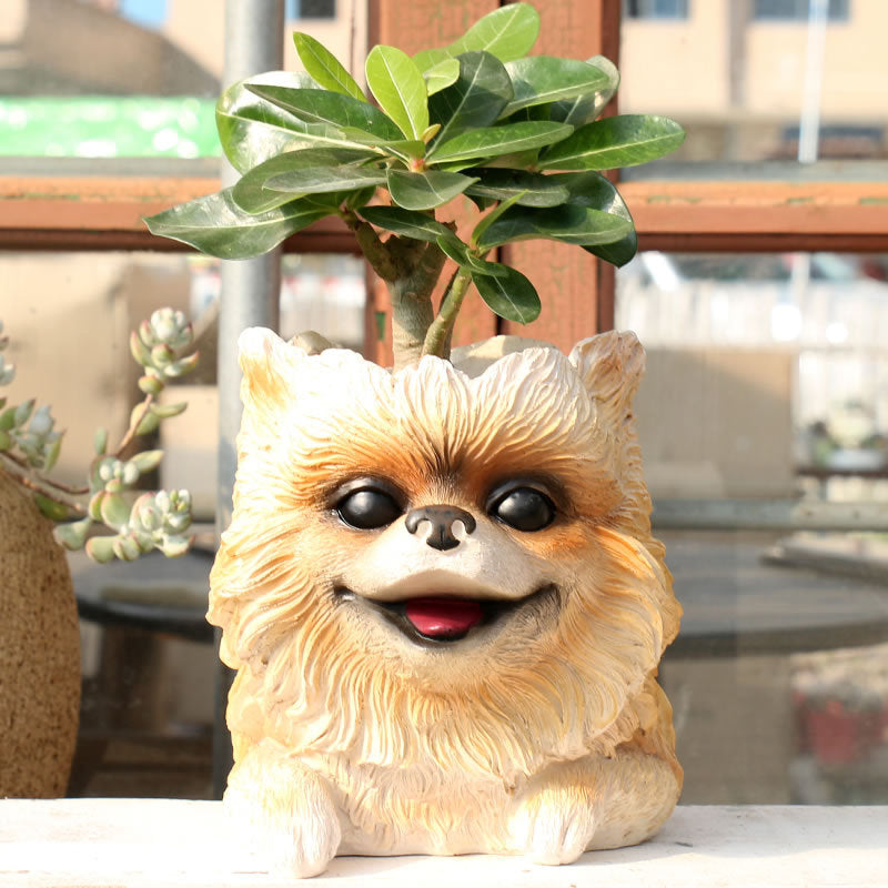 Beautiful Pomeranian Love Decorative Flower Pot-Home Decor-Dogs, Flower Pot, Home Decor, Pomeranian-1