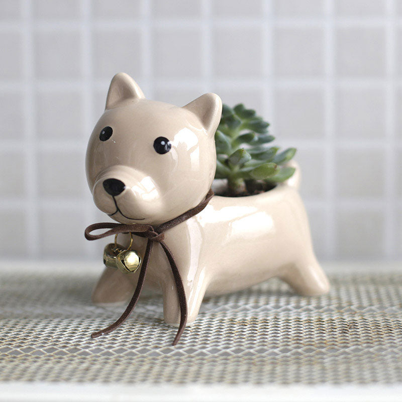 Shiba Inu Love Ceramic Succulent Flower Pot-Home Decor-Dogs, Flower Pot, Home Decor, Shiba Inu-Shiba Inu-1
