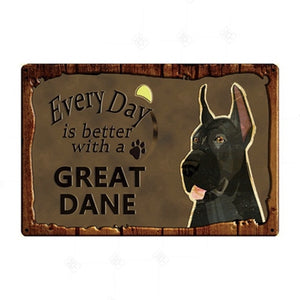 Every Day is Better with my Plott Hound Tin Poster - Series 1-Sign Board-Dogs, Home Decor, Plott Hound, Sign Board-Great Dane - Black-19