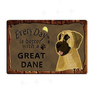 Every Day is Better with my Brittany Spaniel Tin Poster - Series 1-Sign Board-Brittany Spaniel, Dogs, Home Decor, Sign Board-Great Dane - Fawn - Floppy Ears-17