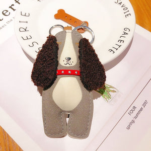 Fuzzy Long-Eared Cocker Spaniel Leather Keychains-Accessories-Accessories, Cocker Spaniel, Dogs, Keychain-Gray-5