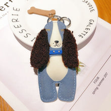 Load image into Gallery viewer, Fuzzy Long-Eared Cocker Spaniel Leather Keychains-Accessories-Accessories, Cocker Spaniel, Dogs, Keychain-Blue-6