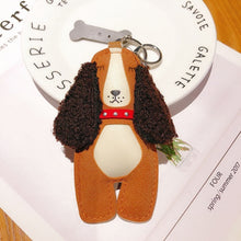 Load image into Gallery viewer, Fuzzy Long-Eared Cocker Spaniel Leather Keychains-Accessories-Accessories, Cocker Spaniel, Dogs, Keychain-Brown-1