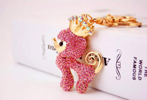 Crown Poodle Love Stone-Studded Keychains-Accessories-Accessories, Dogs, Keychain, Poodle-Pink-2