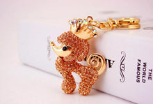 Load image into Gallery viewer, Crown Poodle Love Stone-Studded Keychains-Accessories-Accessories, Dogs, Keychain, Poodle-Brown-4