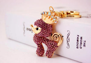 Crown Poodle Love Stone-Studded Keychains-Accessories-Accessories, Dogs, Keychain, Poodle-Purple-3