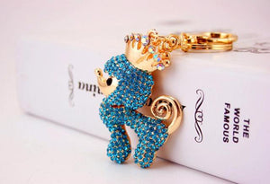 Crown Poodle Love Stone-Studded Keychains-Accessories-Accessories, Dogs, Keychain, Poodle-Blue-5