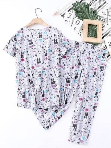 I Love Dogs Womens Cotton Pajamas-Apparel-Apparel, Boston Terrier, Bull Terrier, Dachshund, Dogs, Pajamas, Pug-2
