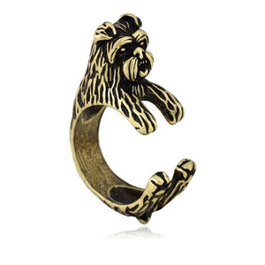 3D Affenpinscher Finger Wrap Rings-Dog Themed Jewellery-Affenpinscher, Dogs, Jewellery, Ring-Resizable-Antique Bronze-4