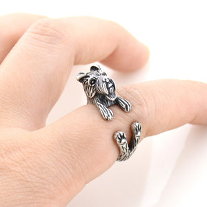 3D Welsh Terrier Finger Wrap Rings-Dog Themed Jewellery-Dogs, Jewellery, Ring, Welsh Terrier-Resizable-Antique Silver-2