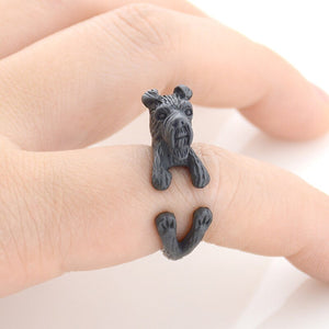 3D Welsh Terrier Finger Wrap Rings-Dog Themed Jewellery-Dogs, Jewellery, Ring, Welsh Terrier-Resizable-Black Gun-6