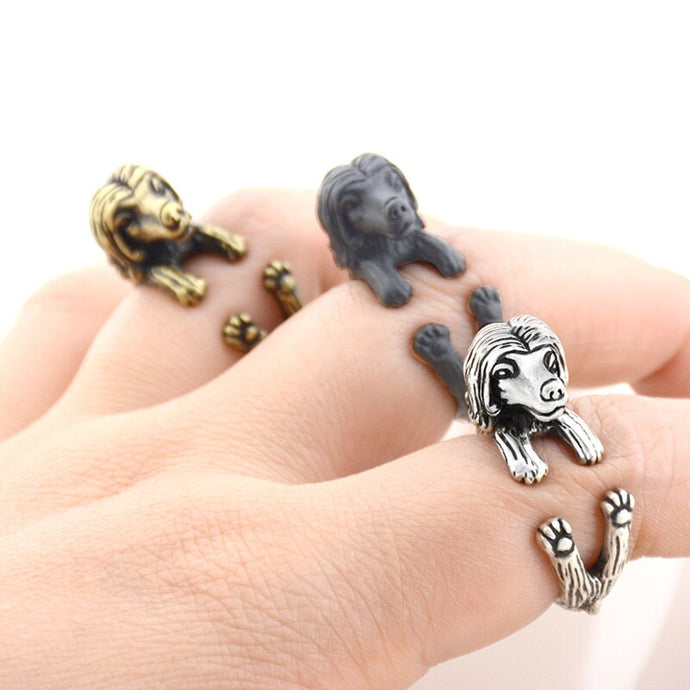 3D Afghan Hound Finger Wrap Rings-Dog Themed Jewellery-Afghan Hound, Dogs, Jewellery, Ring-1