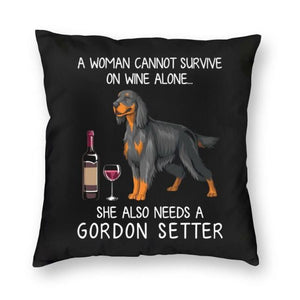Wine and Gordon Setter Mom Love Cushion Cover-Home Decor-Cushion Cover, Dogs, Gordon Setter, Home Decor-3