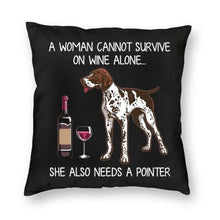 Load image into Gallery viewer, Wine and German Shorthaired Pointer Mom Love Cushion Cover-Home Decor-Cushion Cover, Dogs, German Shorthaired Pointer, Home Decor-3