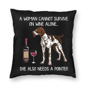 Wine and German Shorthaired Pointer Mom Love Cushion Cover-Home Decor-Cushion Cover, Dogs, German Shorthaired Pointer, Home Decor-3