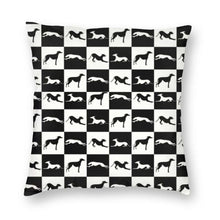 Load image into Gallery viewer, Black and White Greyhound Love Cushion Cover-Home Decor-Cushion Cover, Dogs, Greyhound, Home Decor-Medium-Black and White-1