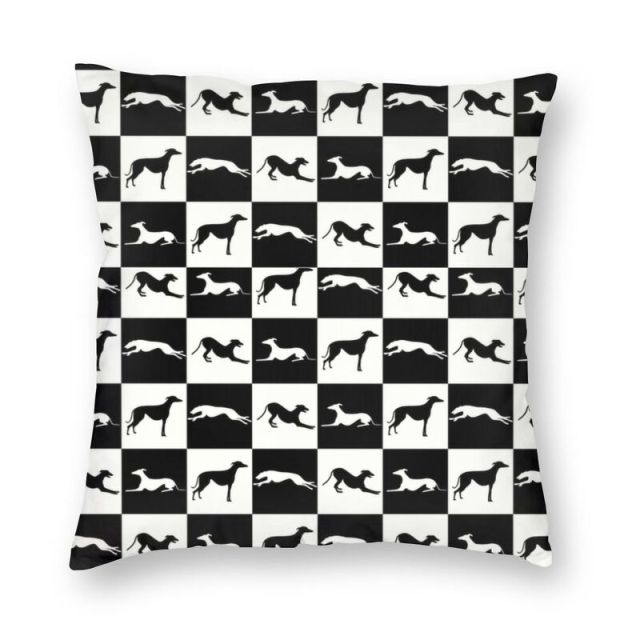 Black and White Greyhound Love Cushion Cover-Home Decor-Cushion Cover, Dogs, Greyhound, Home Decor-Medium-Black and White-1