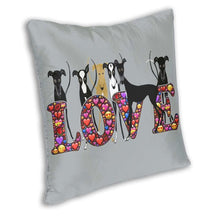 Load image into Gallery viewer, Greyhound and Whippet Love Cushion Cover-Home Decor-Cushion Cover, Dogs, Greyhound, Home Decor, Whippet-2