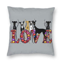 Load image into Gallery viewer, Greyhound and Whippet Love Cushion Cover-Home Decor-Cushion Cover, Dogs, Greyhound, Home Decor, Whippet-Medium-Gray-1