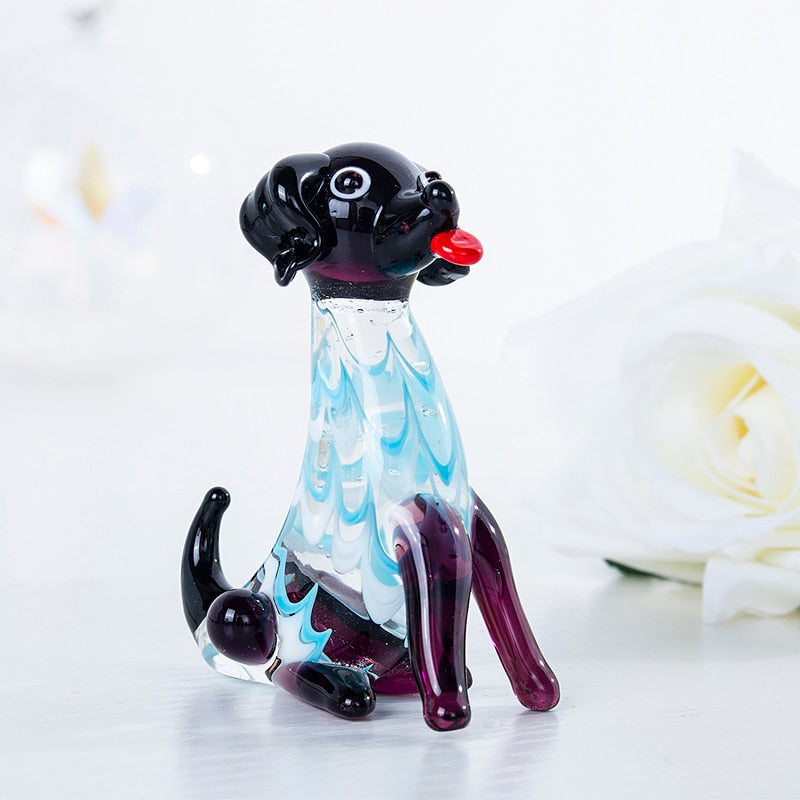Black Labrador Love Handmade Glass Figurine-Home Decor-Black Labrador, Dogs, Figurines, Home Decor, Labrador-1