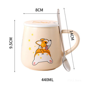 Corgi Love Coffee Mugs-Home Decor-Corgi, Dogs, Home Decor, Mugs-Corgi Behind with Stars-15 oz or 440ml-6