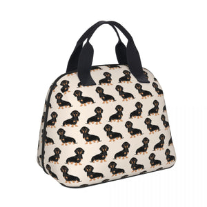Black and Tan Dachshund Love Shell Shaped Lunch Bag-Accessories-Accessories, Bags, Dachshund, Dogs, Lunch Bags-3