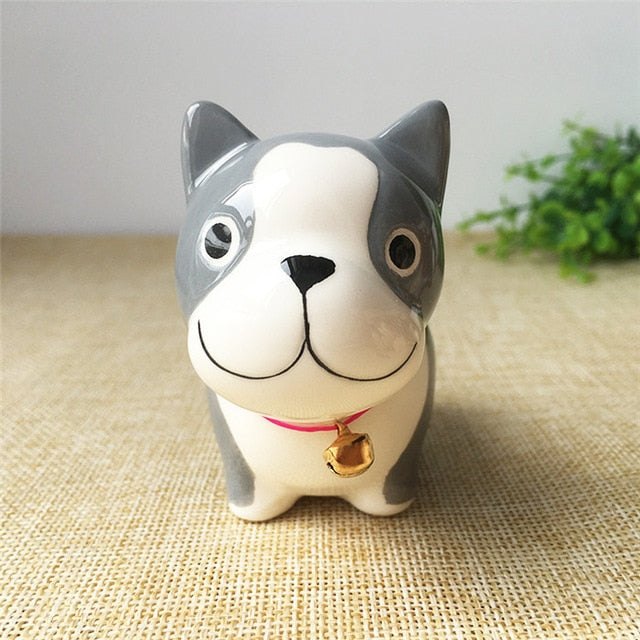 Grey Dog Love Ceramic Car Dashboard / Office Desk Ornament Figurine-Home Decor-Dogs, Figurines, Home Decor-English Bulldog-1