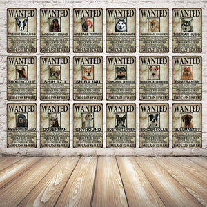 Wanted Wire Fox Terrier Approach With Caution Tin Poster - Series 1-Sign Board-Dogs, Home Decor, Sign Board, Wire Fox Terrier-25