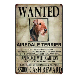 Wanted Doggos Approach With Caution Tin Posters - Series 1-Sign Board-Dogs, Home Decor, Sign Board-Airedale Terrier-One Size-2