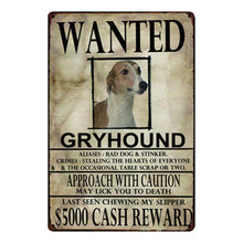 Load image into Gallery viewer, Wanted Greyhound Approach With Caution Tin Poster - Series 1-Sign Board-Dogs, Greyhound, Home Decor, Sign Board, Whippet-Greyhound-One Size-1