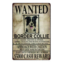 Load image into Gallery viewer, Wanted Doggos Approach With Caution Tin Posters - Series 1-Sign Board-Dogs, Home Decor, Sign Board-Border Collie-One Size-6