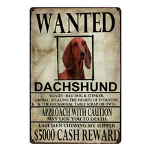 Load image into Gallery viewer, Wanted Doggos Approach With Caution Tin Posters - Series 1-Sign Board-Dogs, Home Decor, Sign Board-Dachshund-One Size-11