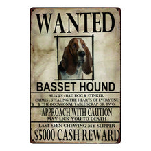 Load image into Gallery viewer, Wanted Doggos Approach With Caution Tin Posters - Series 1-Sign Board-Dogs, Home Decor, Sign Board-Basset Hound-One Size-4
