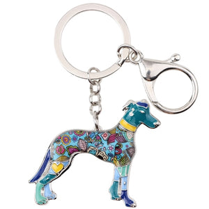 Beautiful Greyhound Love Enamel Keychains-Accessories-Accessories, Dogs, Greyhound, Keychain, Whippet-Blue-4