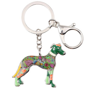 Beautiful Greyhound Love Enamel Keychains-Accessories-Accessories, Dogs, Greyhound, Keychain, Whippet-Green-7