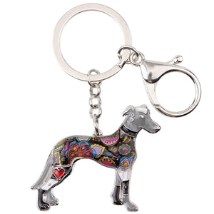 Beautiful Greyhound Love Enamel Keychains-Accessories-Accessories, Dogs, Greyhound, Keychain, Whippet-Gray-6