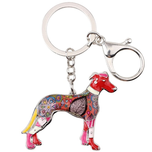 Beautiful Greyhound Love Enamel Keychains-Accessories-Accessories, Dogs, Greyhound, Keychain, Whippet-Red-2