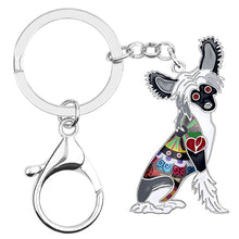 Load image into Gallery viewer, Beautiful Chinese Crested Love Enamel Keychains-Accessories-Accessories, Chinese Crested, Dogs, Keychain-White-Black-6