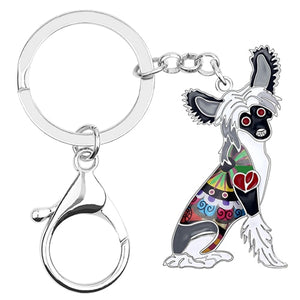 Beautiful Chinese Crested Love Enamel Keychains-Accessories-Accessories, Chinese Crested, Dogs, Keychain-White-Black-6