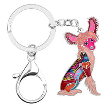 Load image into Gallery viewer, Beautiful Chinese Crested Love Enamel Keychains-Accessories-Accessories, Chinese Crested, Dogs, Keychain-Peach-Pink-1