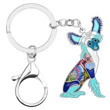 Load image into Gallery viewer, Beautiful Chinese Crested Love Enamel Keychains-Accessories-Accessories, Chinese Crested, Dogs, Keychain-White-Teal-3